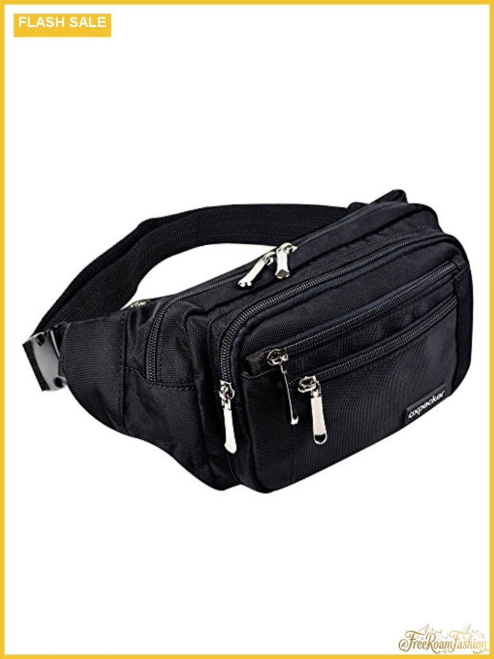 1200D Nylon Waist Pack Running Belt with Rain Cover 5 Pockets